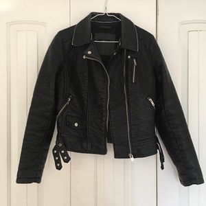 Black biker leather jacket
